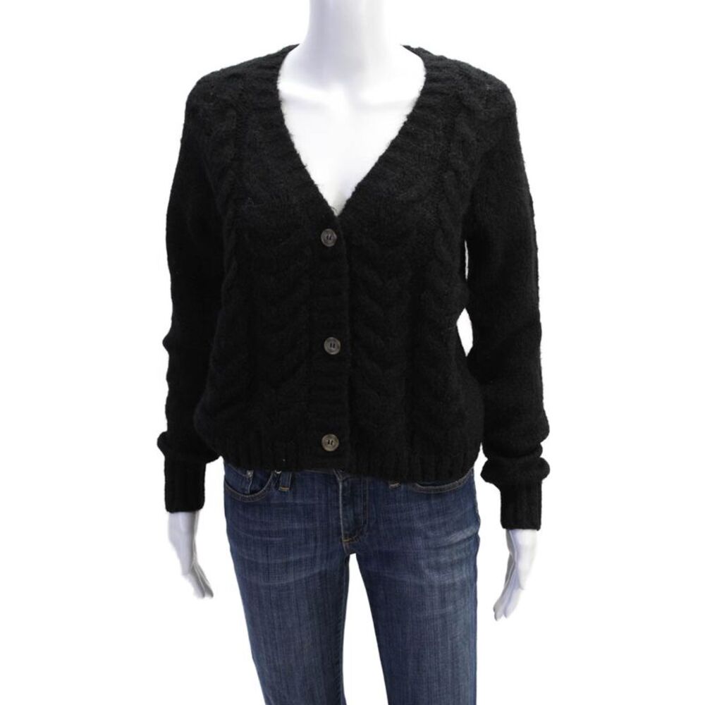 Vero Moda Womens Cable Knit Button Down Cardigan Sweater Black Size Extra Small